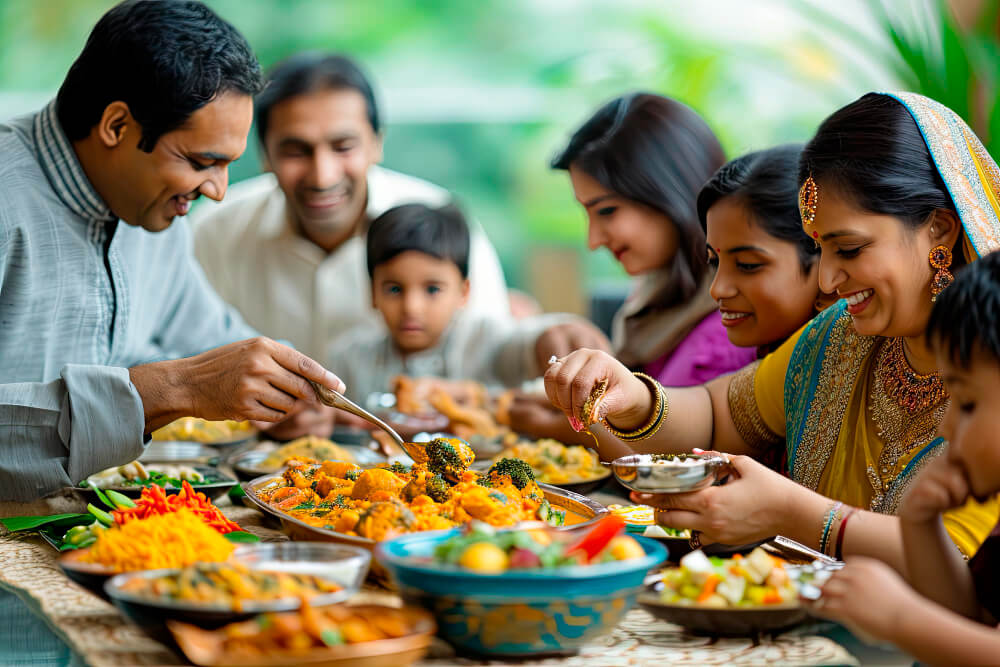 typical indian family eating together 1